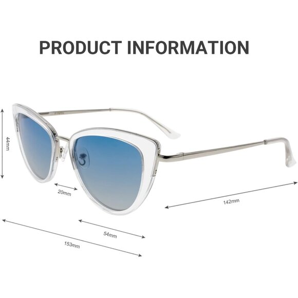 ✨Women\'s Blue Retro Big Frame Cat Eye Polarized with Spring Hinge Sunglasses main image 5